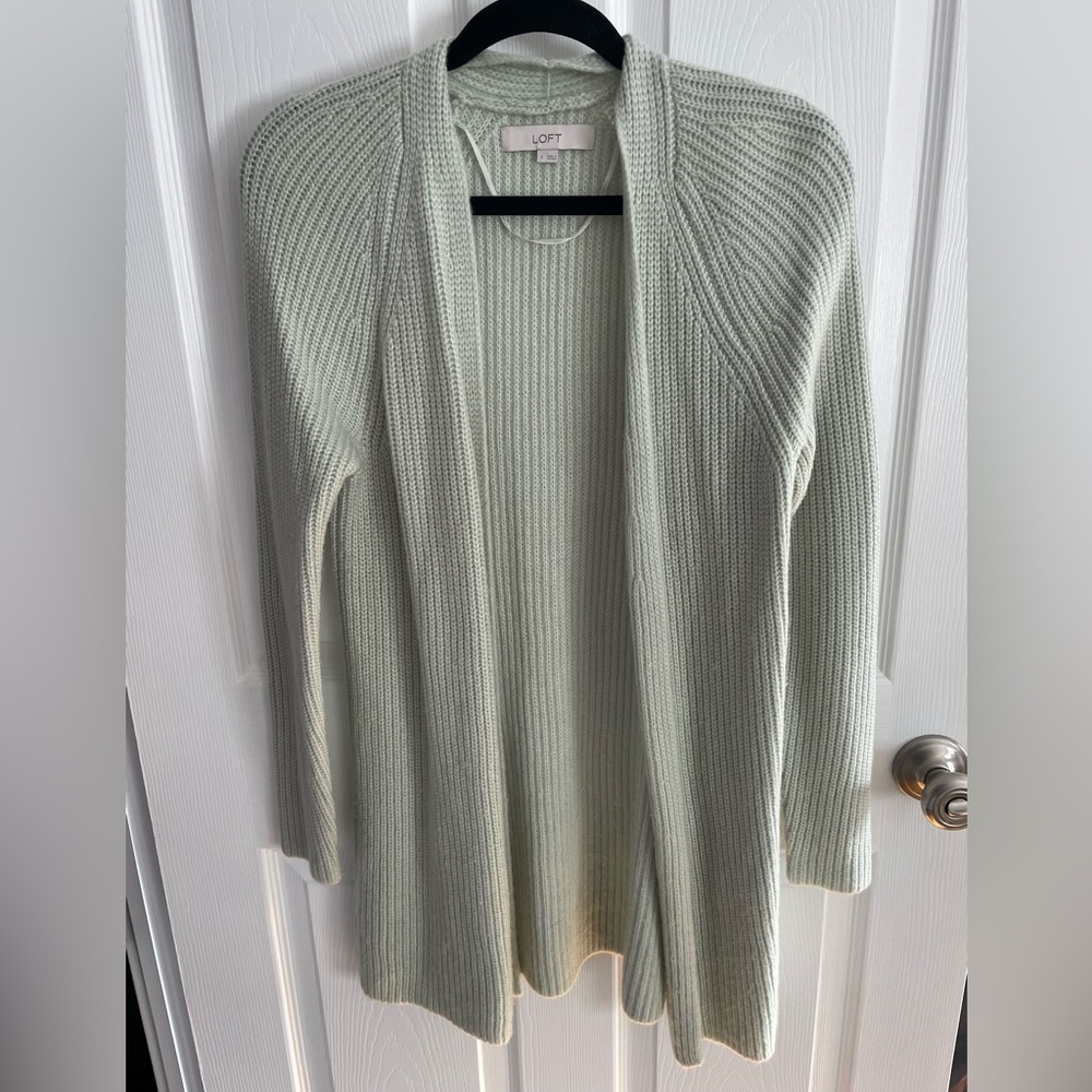 LOFT Women's Light Green Cardigan